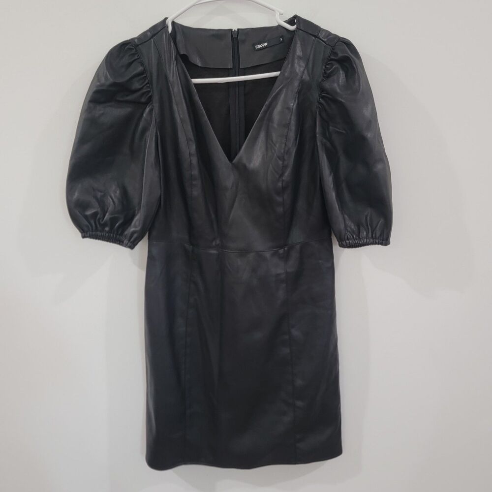 Cropp Womens Mini Dress Size‎ Small Faux Leather Biker Black